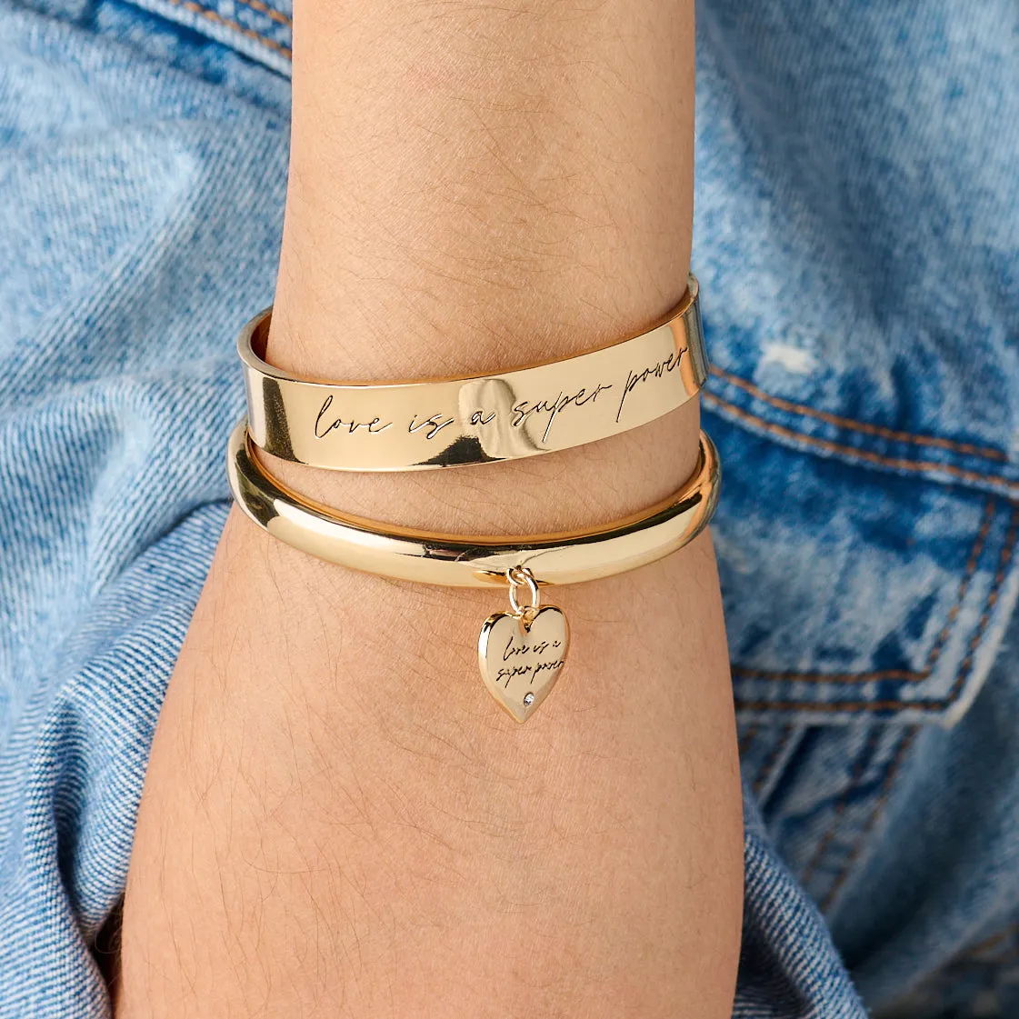 Love is a Superpower Charm Cuff Bracelet