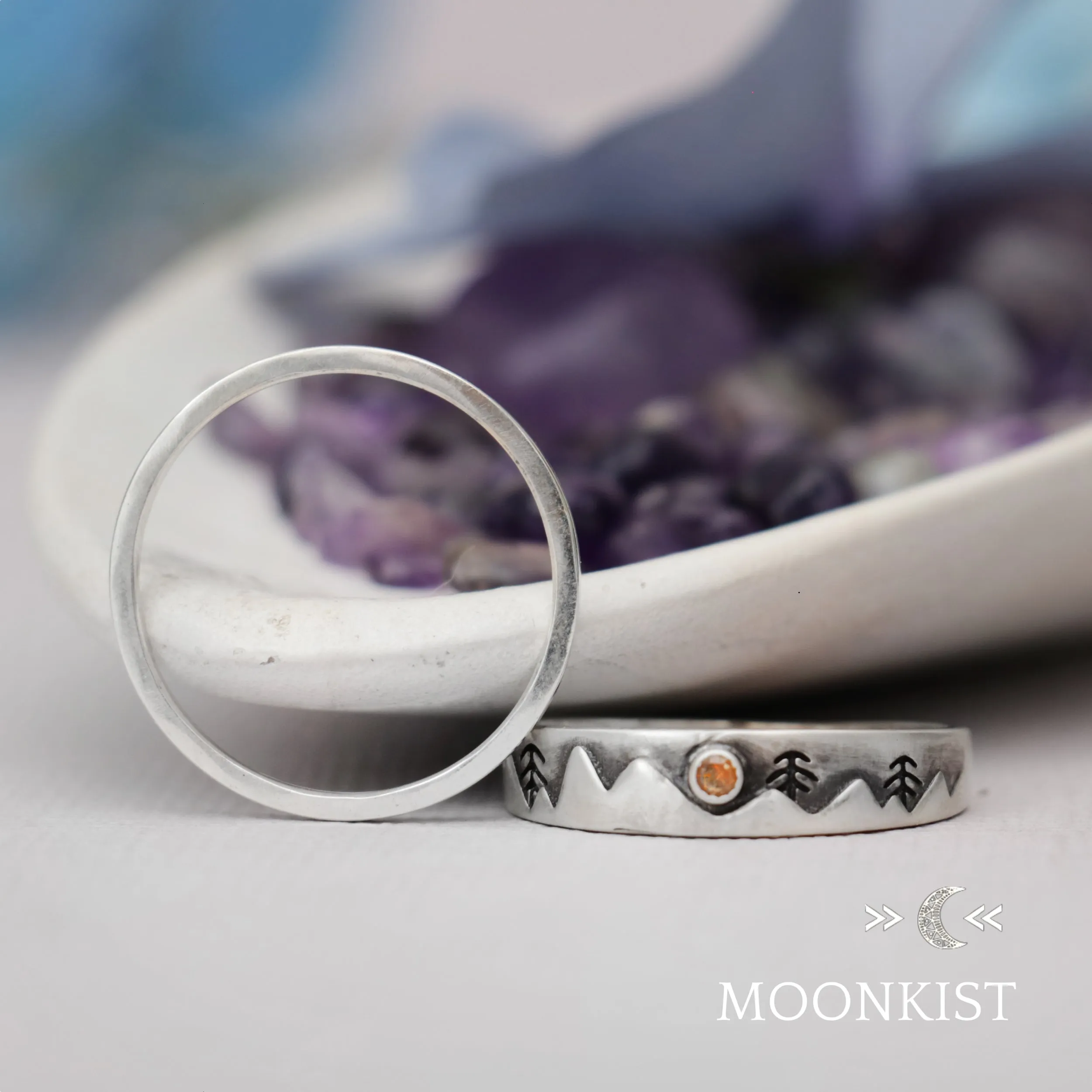 Modern Mountain Engagement Ring Set | Moonkist Designs