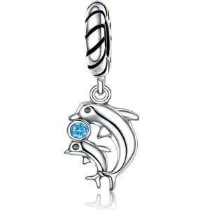 Mom Baby Dolphins Dangle Pendant Charm