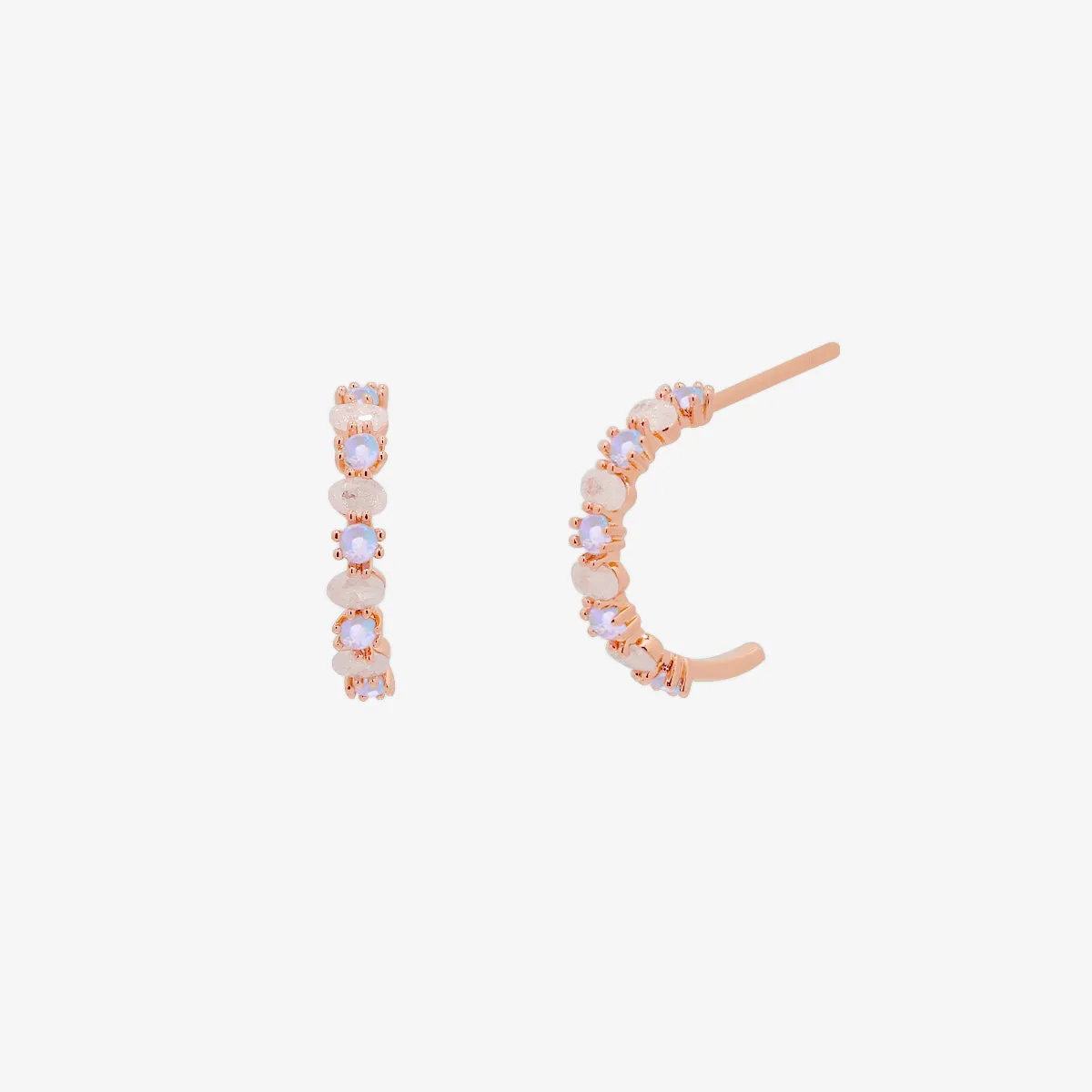 Pastel moonstone semi-hoop earrings