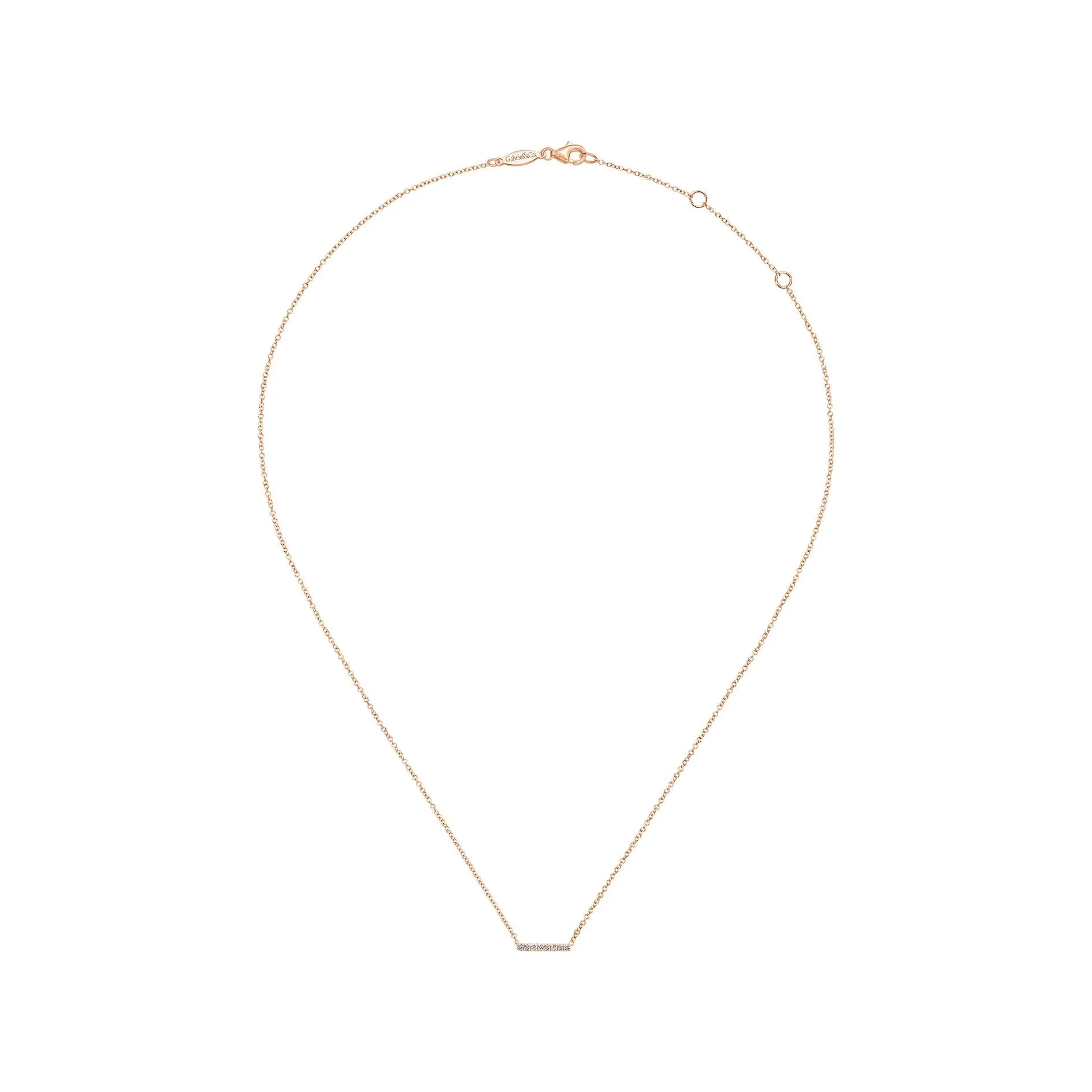 Petite Pavé Diamond Bar Necklace in Rose Gold