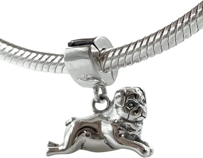 Pug Puggle Mastiff Dog Dangle Pendant Charm