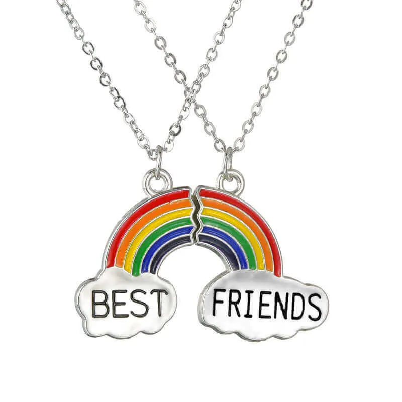 Rainbow Oil Drip Friendship Pendant BFF Necklaces