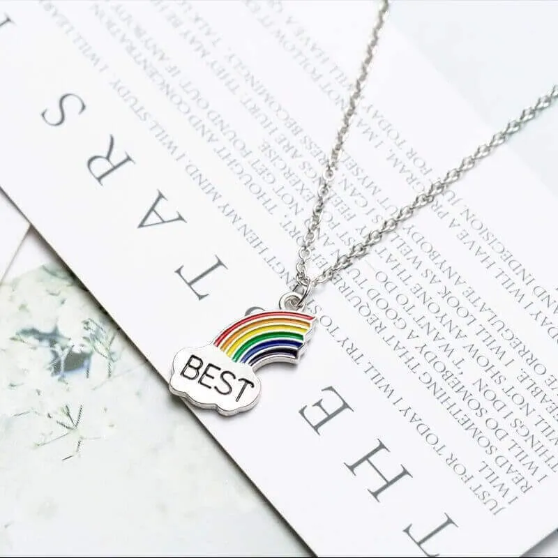 Rainbow Oil Drip Friendship Pendant BFF Necklaces