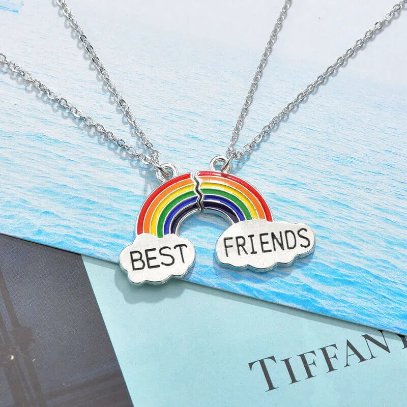 Rainbow Oil Drip Friendship Pendant BFF Necklaces