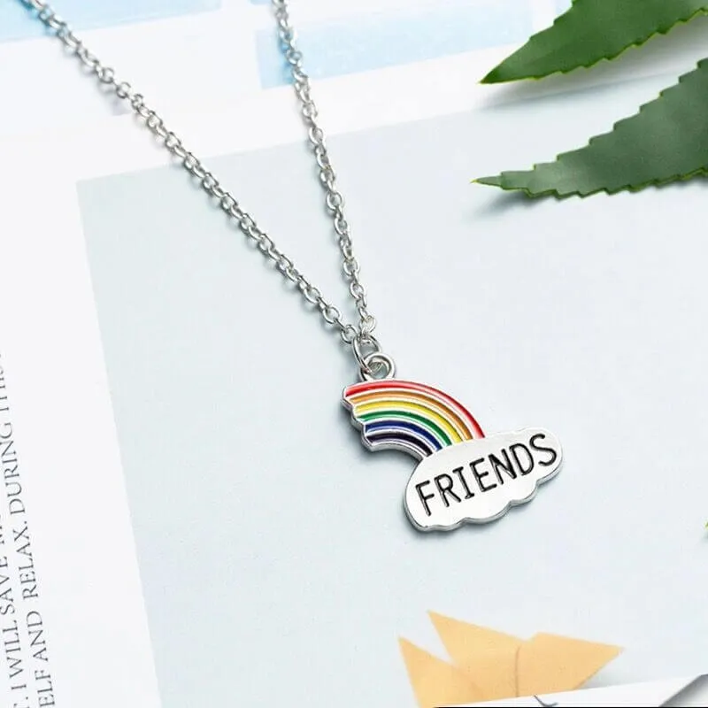 Rainbow Oil Drip Friendship Pendant BFF Necklaces