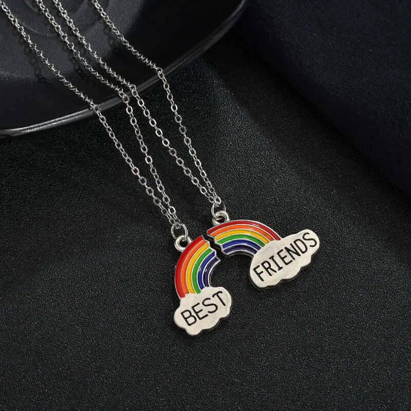 Rainbow Oil Drip Friendship Pendant BFF Necklaces