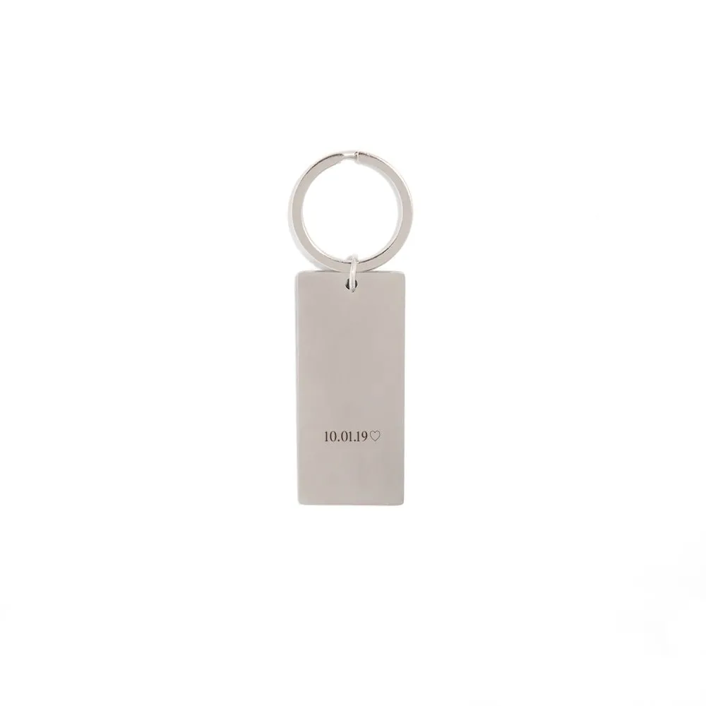 RECTANGULAR CUSTOM SILVER KEYCHAIN