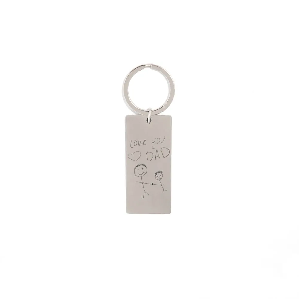 RECTANGULAR CUSTOM SILVER KEYCHAIN