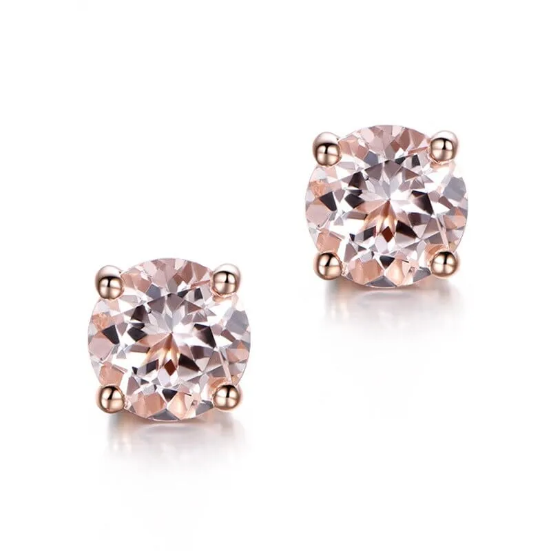 Round Shaped Gemstone Stud Earrings