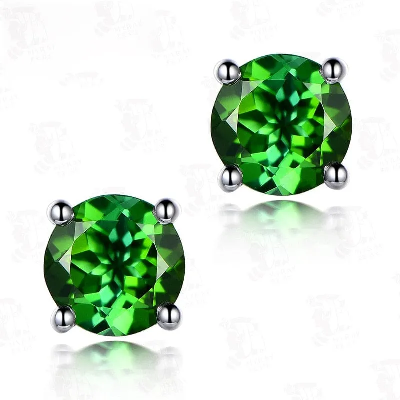 Round Shaped Gemstone Stud Earrings