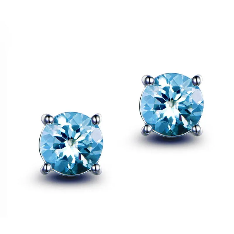 Round Shaped Gemstone Stud Earrings