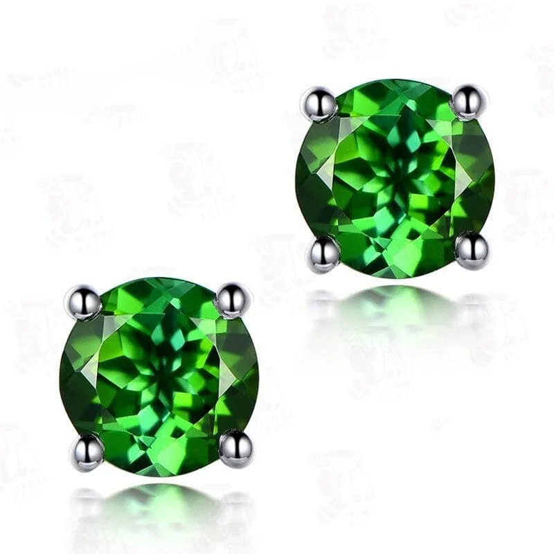 Round Shaped Gemstone Stud Earrings