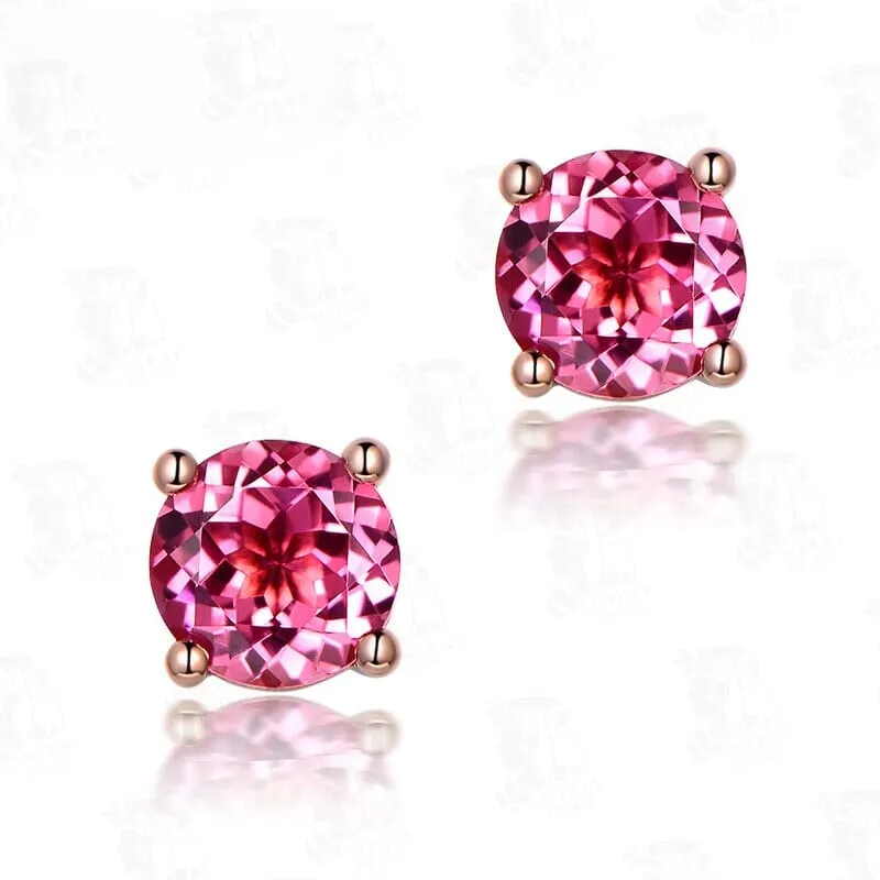 Round Shaped Gemstone Stud Earrings