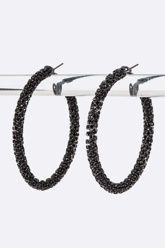 She Ready- Rhinestone Hoop Earrings