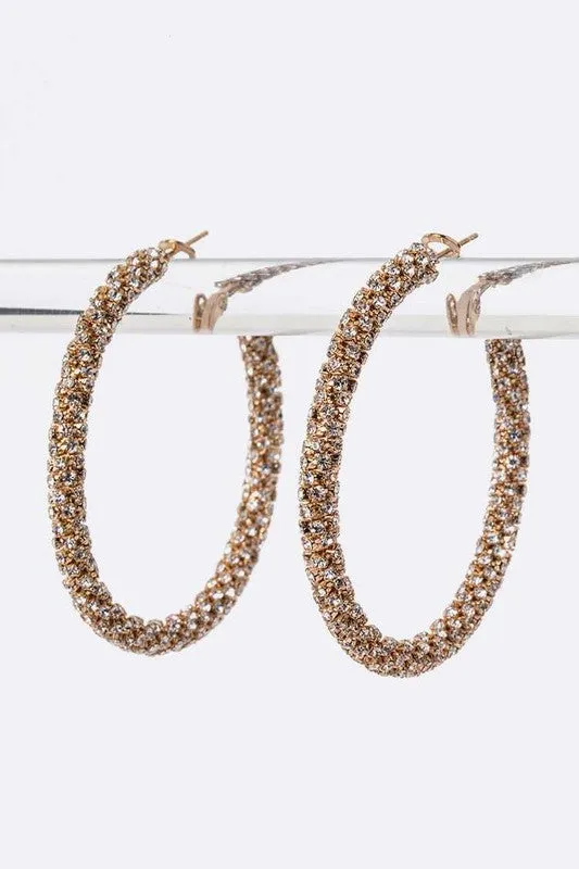 She Ready- Rhinestone Hoop Earrings