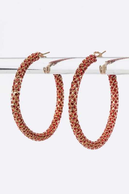 She Ready- Rhinestone Hoop Earrings