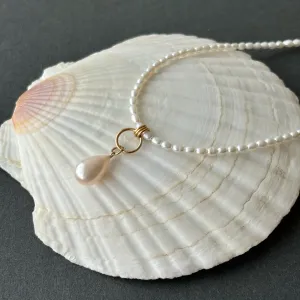 simple ring drop pearl necklace